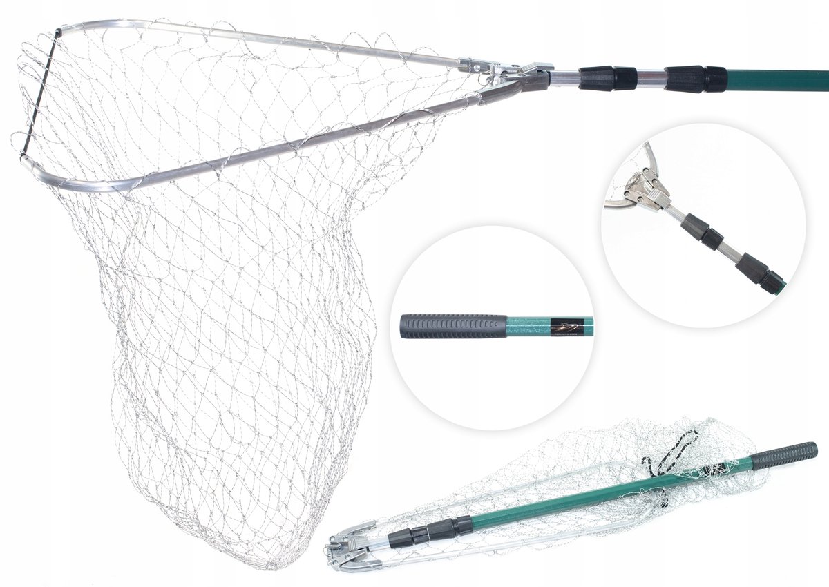 Telescoop schepnet Neco 240cm, 80x80cm, visnet voor karper en spinvissen