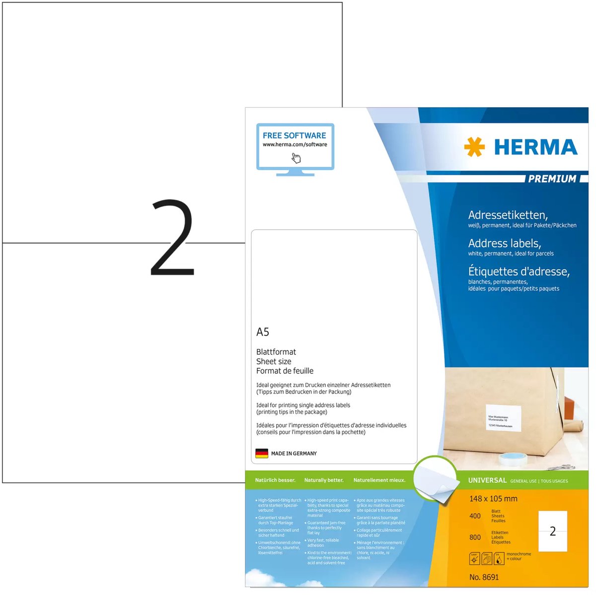 HERMA 8691 adreslabels Wit