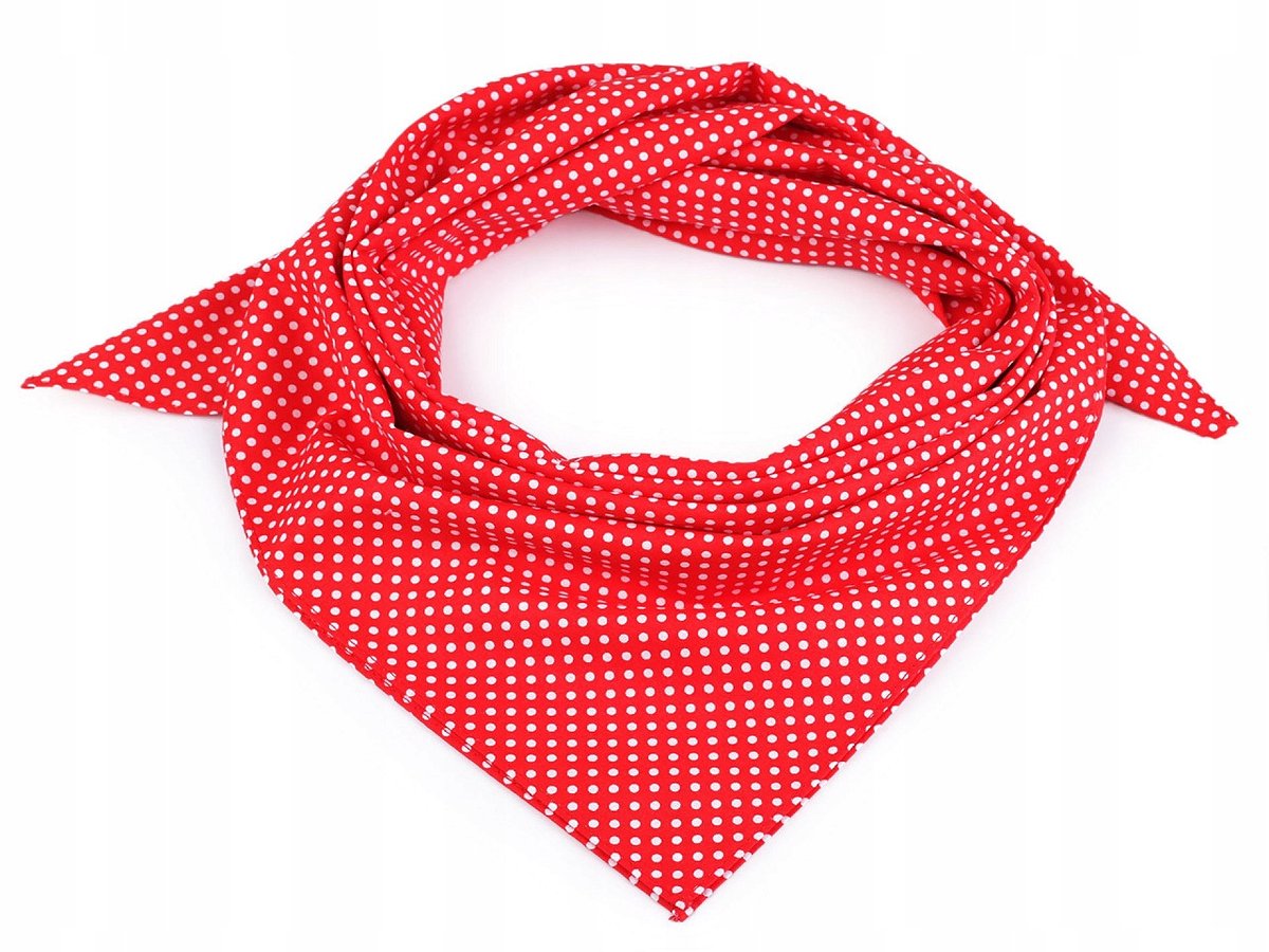 Dames katoenen sjaal 65x65 cm met stippen, rood