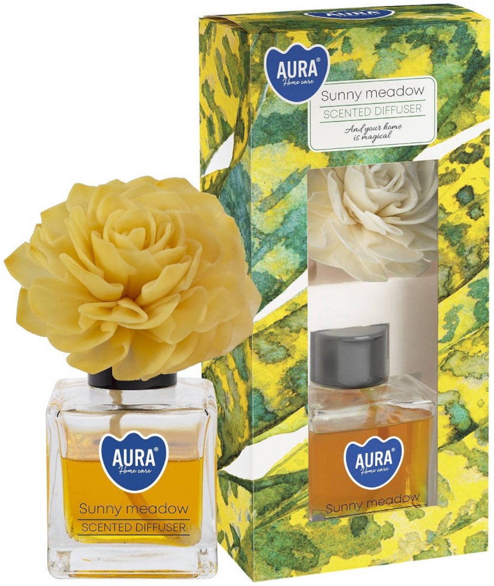 Aura Geur Diffusor Zonnebloemweide - 80ml, Bloem & Rietjes