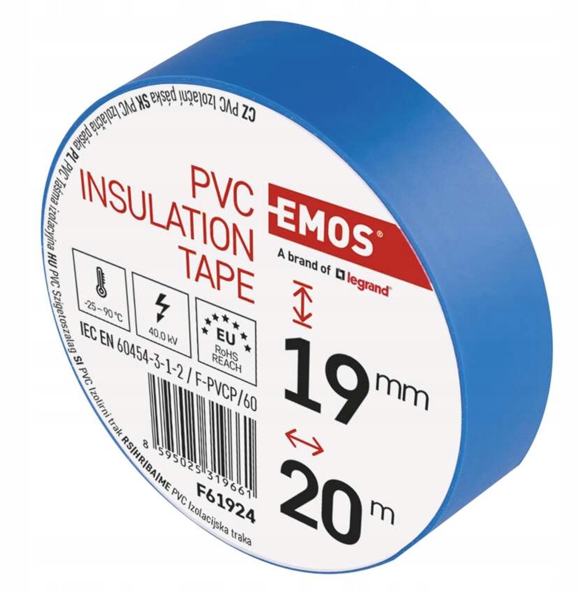 Emos PVC Isolatietape Blauw 19mm x 20m - Hoge Kwaliteit