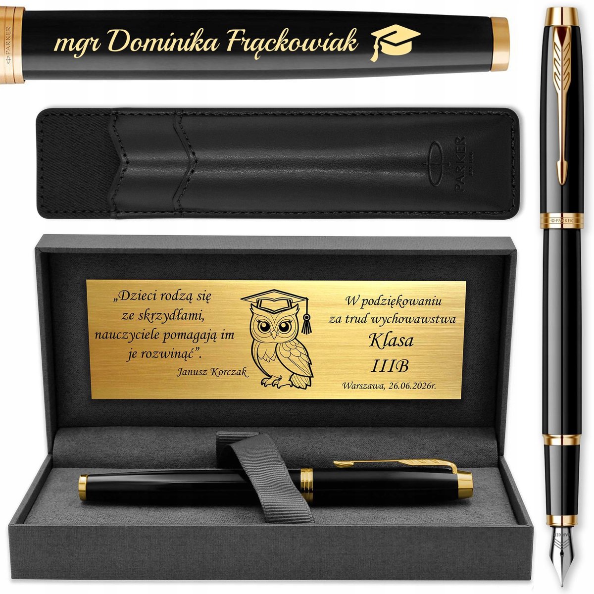 Parker IM Vulpen Zwart GT met Gravure & Luxe Geschenkdoos