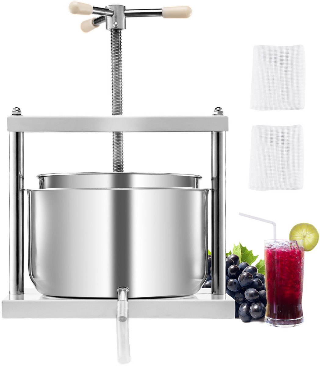 VEVOR Fruitwijnpers Handmatige pers Wijn Maken 12L RVS Sapcentrifuge