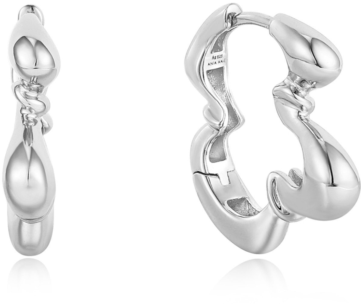 Ania Haie AH E050-03H Taking Shape Dames Oorbellen - Oorringen - Sieraad - Zilver - 925 Zilver - 2 mm breed - 18 mm lang