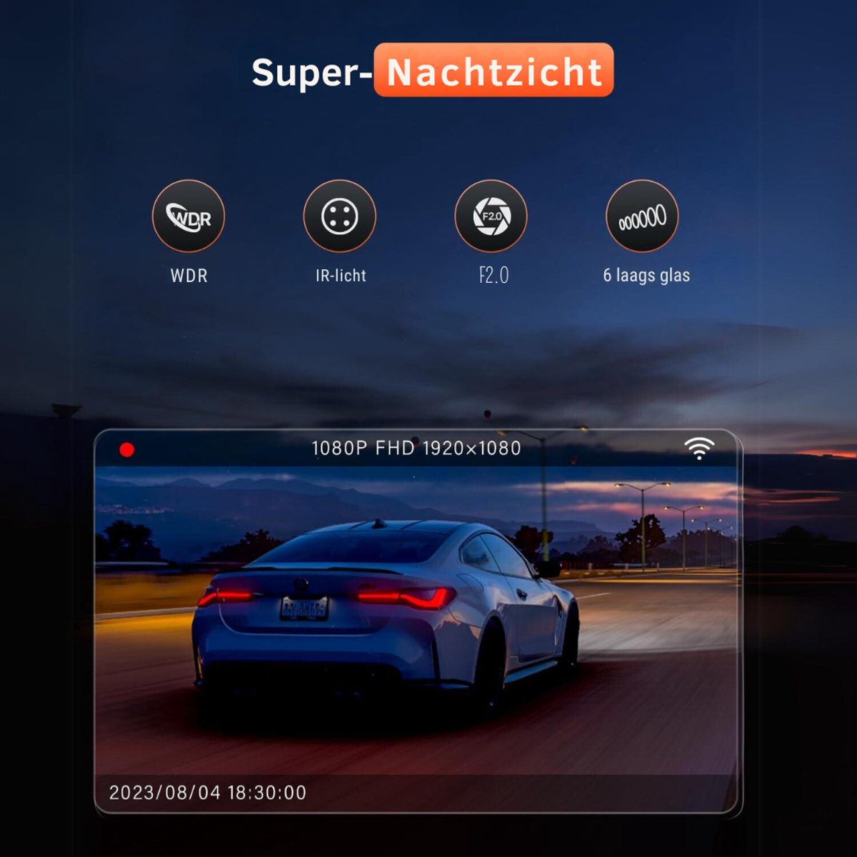 VIN® Dual Dashcam - Dashcam Voor Auto 1080p - Voor en Achter Camera – Inclusief 64GB SD-Kaart – Auto Camera Met Parkeerbewaking - Met Nachtzicht – G-Sensor – foto 5
