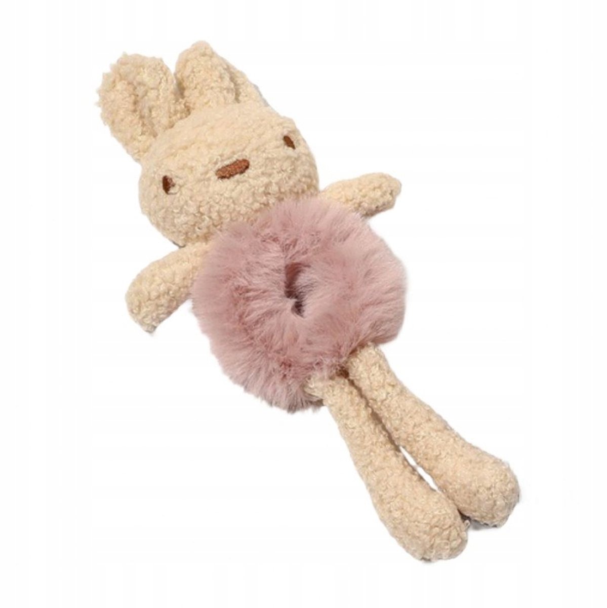 Roze haarscrunchie met konijnenoren - GUM132R