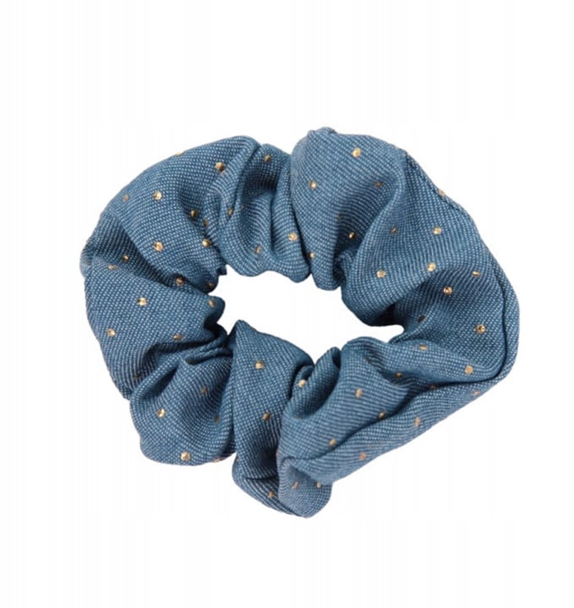 Donegal Denim Scrunchie met Gouden Stippen - Zachte Haarband
