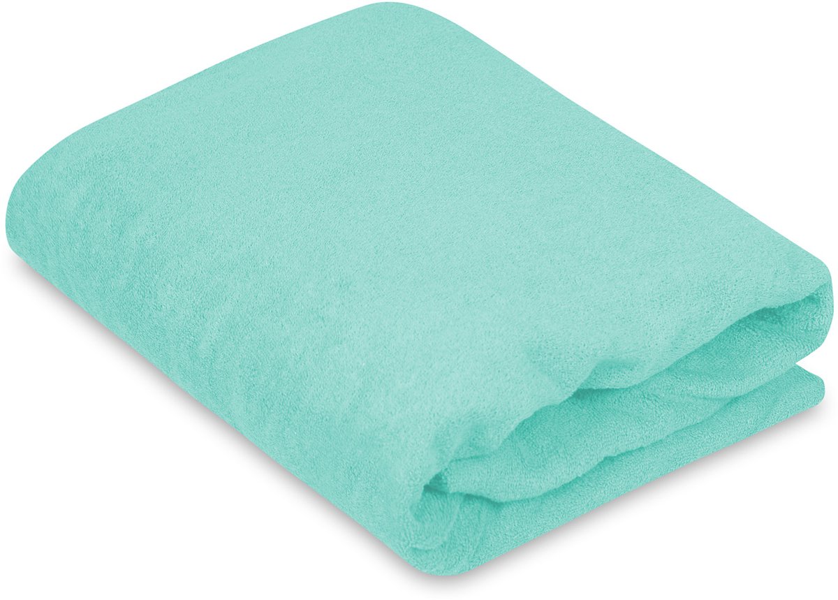 Badstof hoeslaken zeegroen 50x70 cm, met elastiek