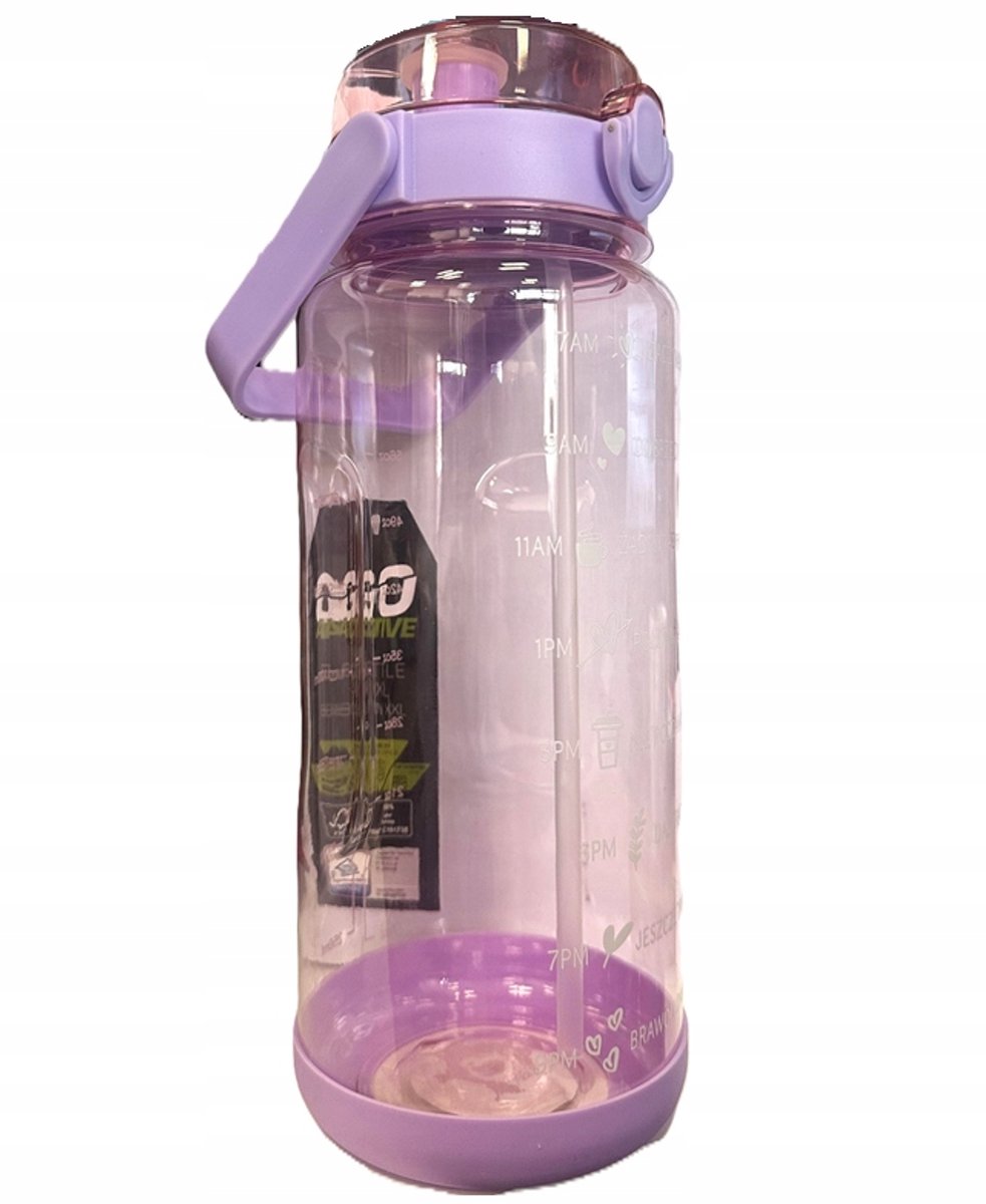 Go Active XXL Motiverende Bidon met Maatstreep - 2L Paars