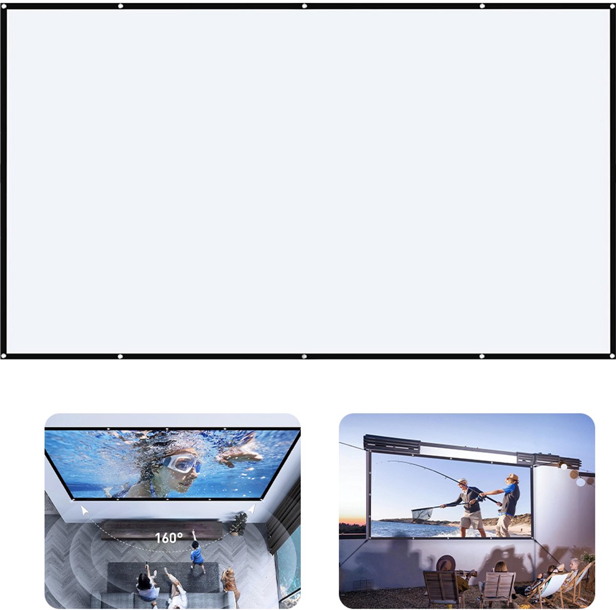 Projectiescherm - Projectiescherm - Beamer Scherm - Projector Scherm - Kreukelvrij - Compacte Draagtas - 120 inch