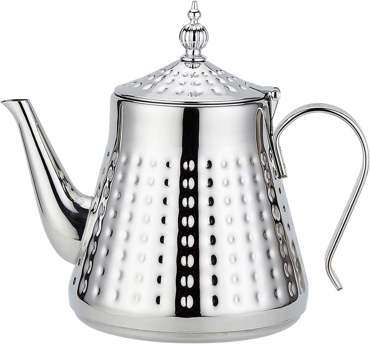 Roestvrijstalen theepot - met uitneembaar filter - deksel voor losse thee - 1,2 liter -zilver