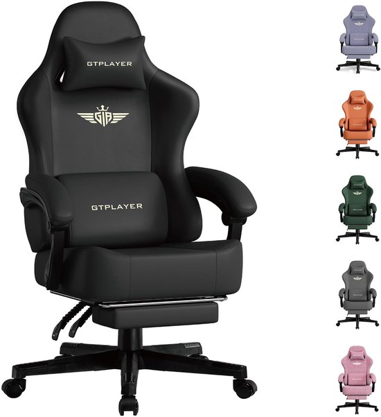 GTPLAYER Gamingstoel met 160° Verstelbare Rugleuning - Zwart - GTPLAYER - €119,99