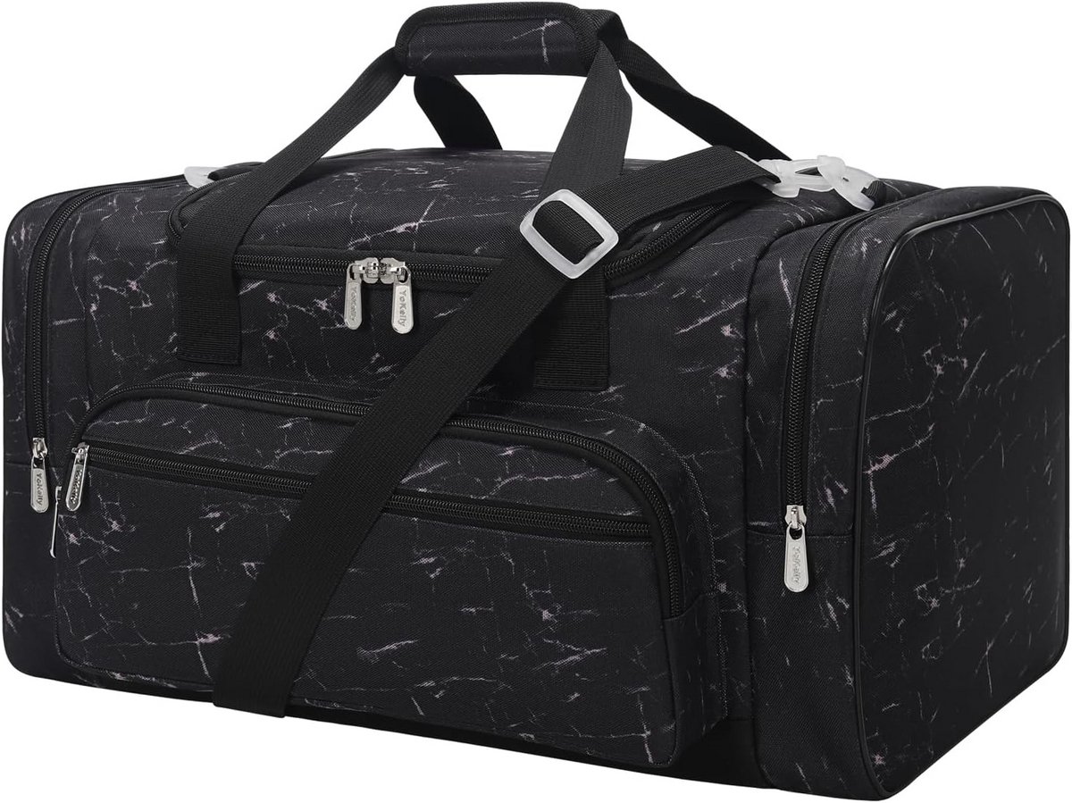 Sport Duffel Bag met Schouderband - Weekender Tas voor Mannen en Vrouwen - Marmer Motief - 40L
