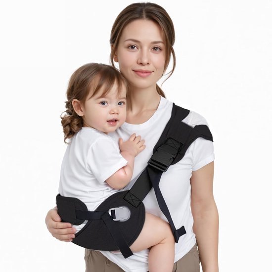 Babycarrier voor pasgeborenen tot peuter - Ajustabele draagzak - voor 25-60 lbs (11-27 kg) - Comfortabel dragen met handen vrij - Zwart