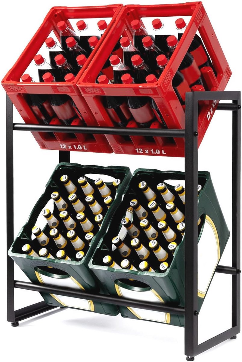 Stabiele Crate Rack voor 4-6 Stalen Dozen - Geschikt voor Wijn, Bier en Drank