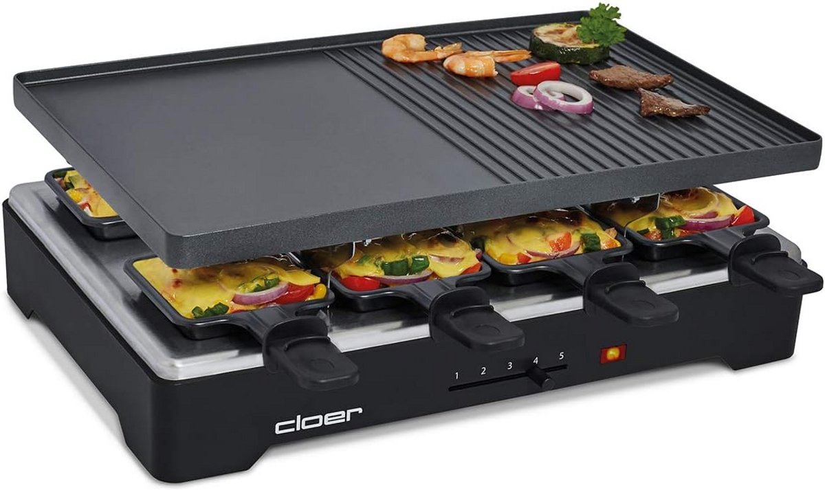 Raclette Grill met Omkeerbare Plaat voor 8 Personen - 1200W