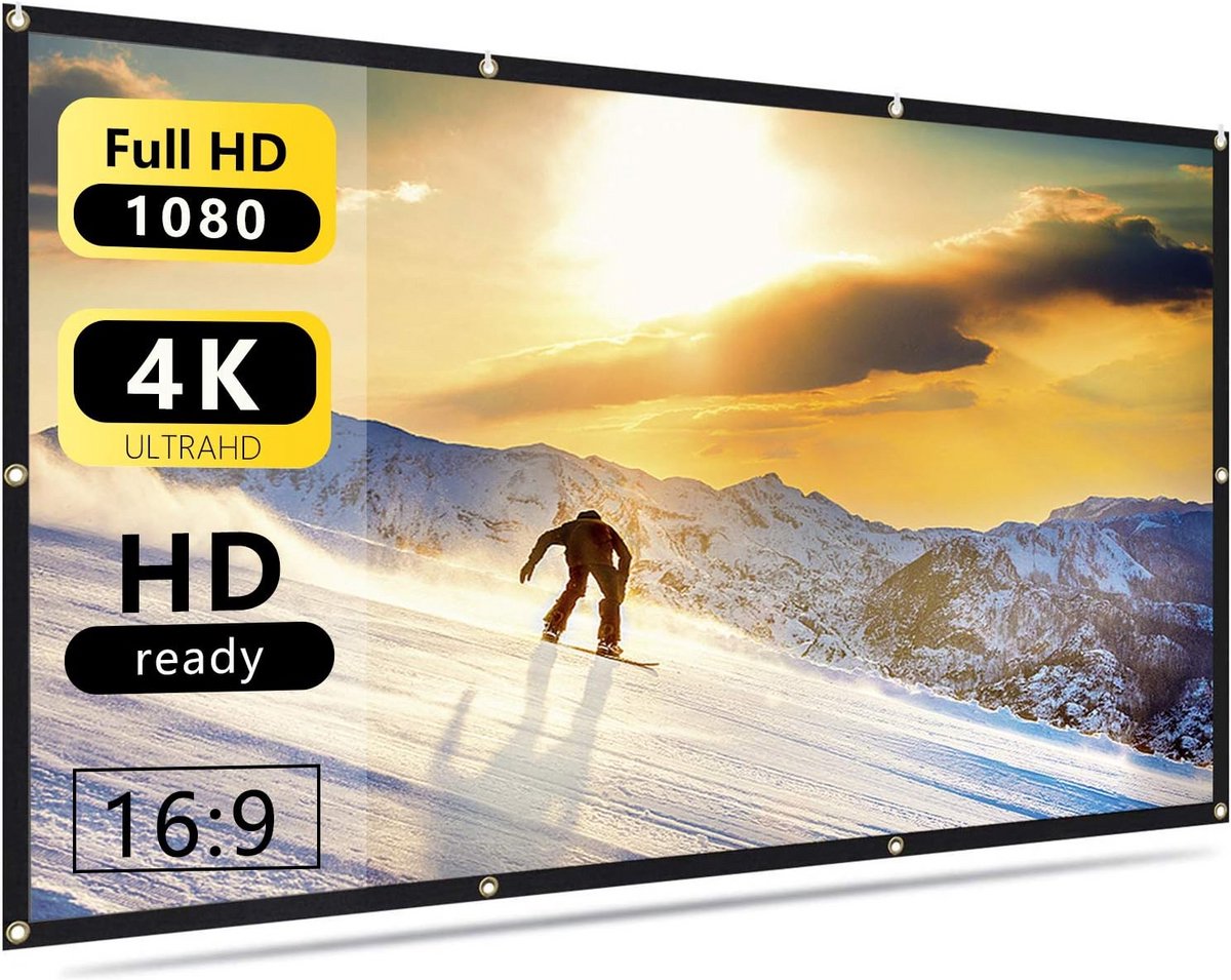 Projector Scherm - Projectiescherm Beamer - Thuisbioscoop Ervaring - Kreukvrij Polyester Materiaal - 60 inch 16:9 - Wit