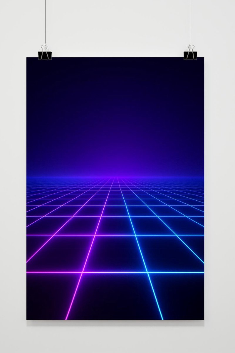 Retro Raster Poster - Sci-Fi Posters - Neon - Futuristisch - Synthwave - Abstract - Wandde