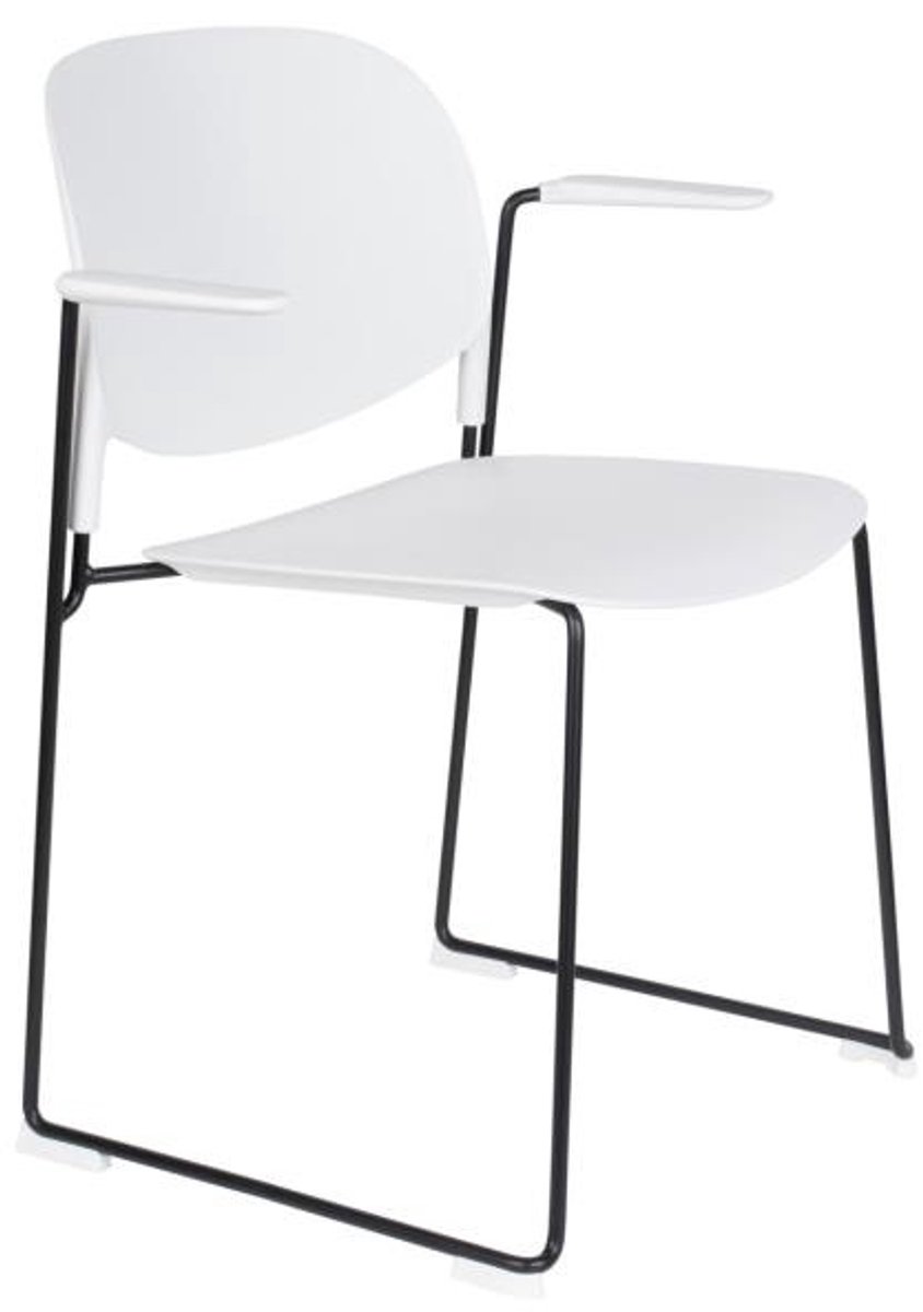 Eetkamerstoel Stapelbaar - Wit kunststof - Zithoogte 43cm - Stacks - Giga Meubel - Set van 4