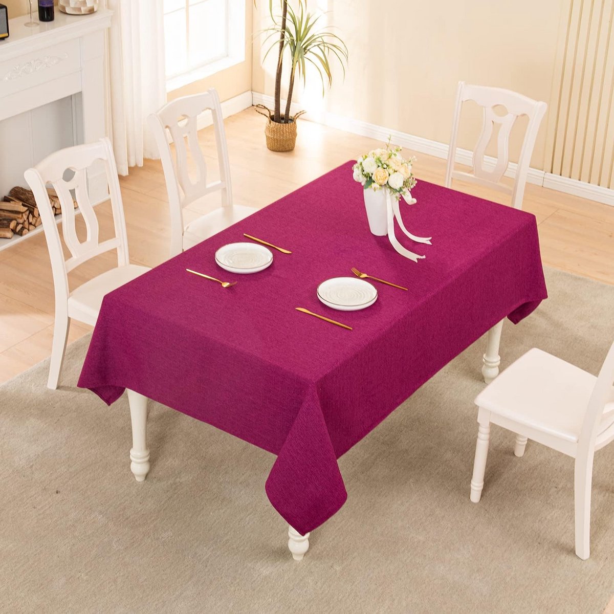 Rechthoekig Tafelkleed Waterdicht Tafeltextiel - Linnenlook & Afwasbaar - Paars