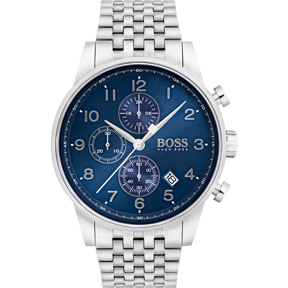 Hugo Boss HB1513498 Navigator Horloge - Staal - Zilverkleurig - Ø44 mm