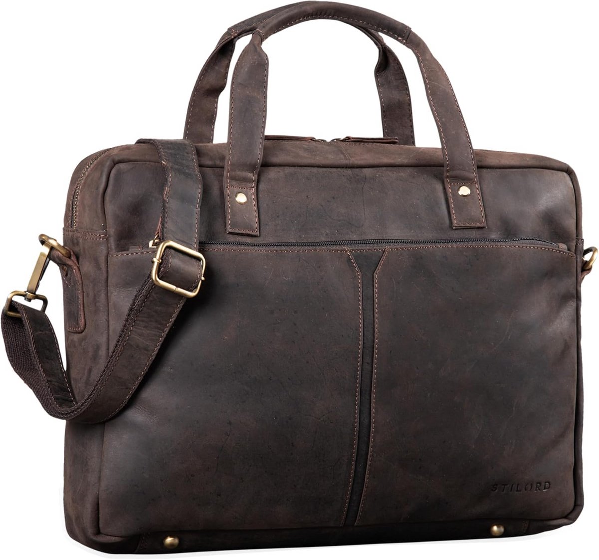 Leren Schoudertas Vintage voor 15.6 Inch Laptop en A4 Documenten