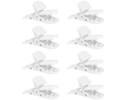 SWYSGS 8 stuks fopspeen clips, clip-fopspeenketting, slabbetjeclips, kunststof badge clips, baby dummy fopspeen clips (wit)