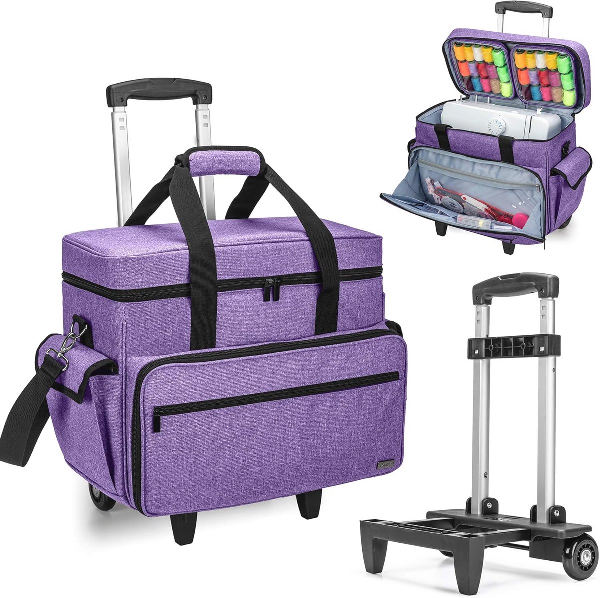 Naaimachine tas met wielen voor accessoires - Paars