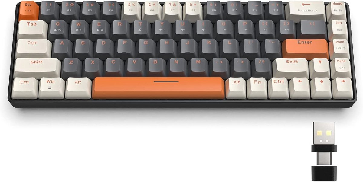 Draadloos Mechanisch 60% Gamingtoetsenbord met Bluetooth 5.0 en Hot Swappable Functie