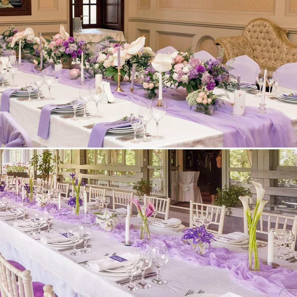 16 Stuks Loper van Kaasdoek Lavendel 90 x 300cm voor Bruiloft en Feestdecoratie