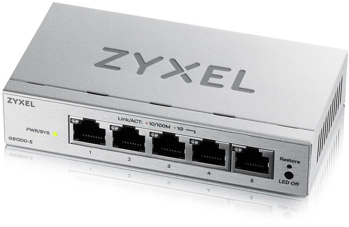 Zyxel GS1200-5V3 Managed L2 Gigabit Ethernet (10/100/1000) Desktop Grijs