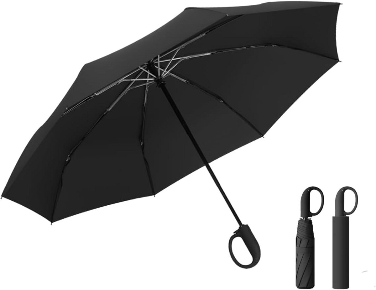 Grote Stormparaplu met Automatische Open- en Sluitfunctie en Karabijnhaak
