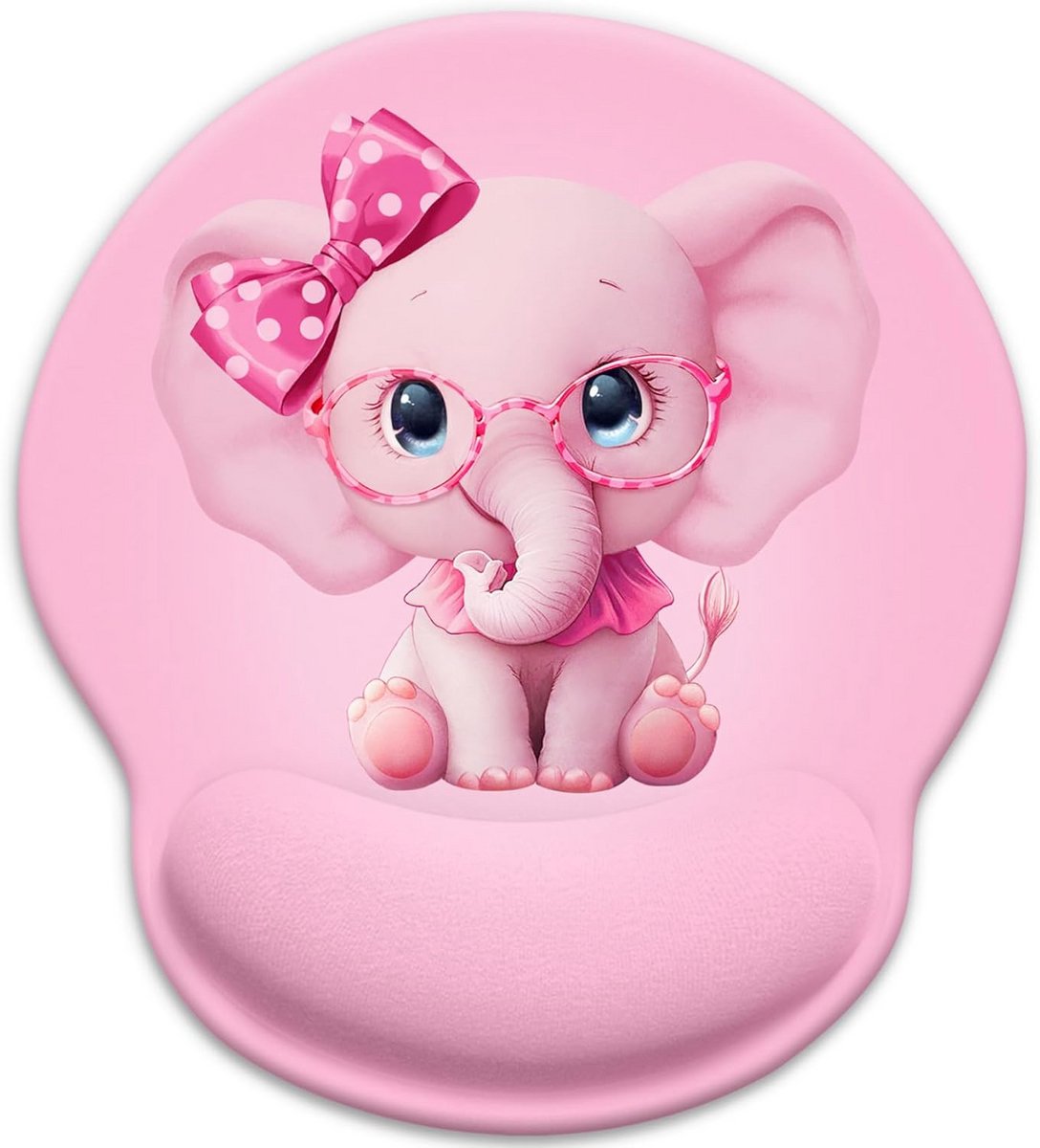 Ergonomische Muismat met Polssteun Roze Olifant Antislip