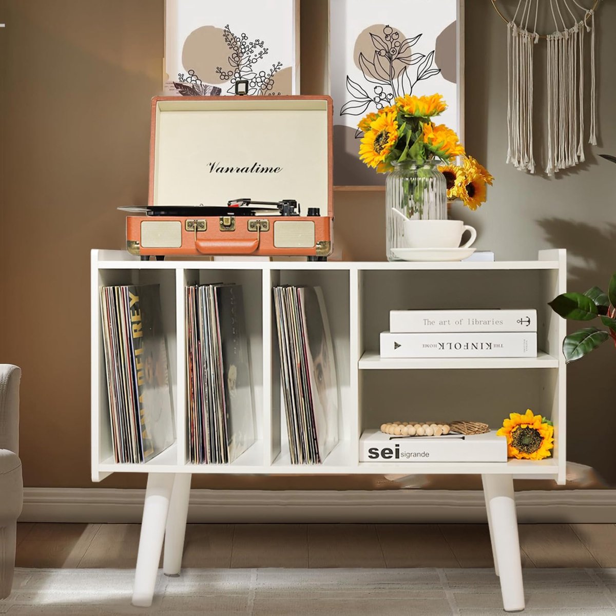 Platenspeler Meubel – Stand Platenspelerstandaard Met Vinyl Opbergsysteem -
