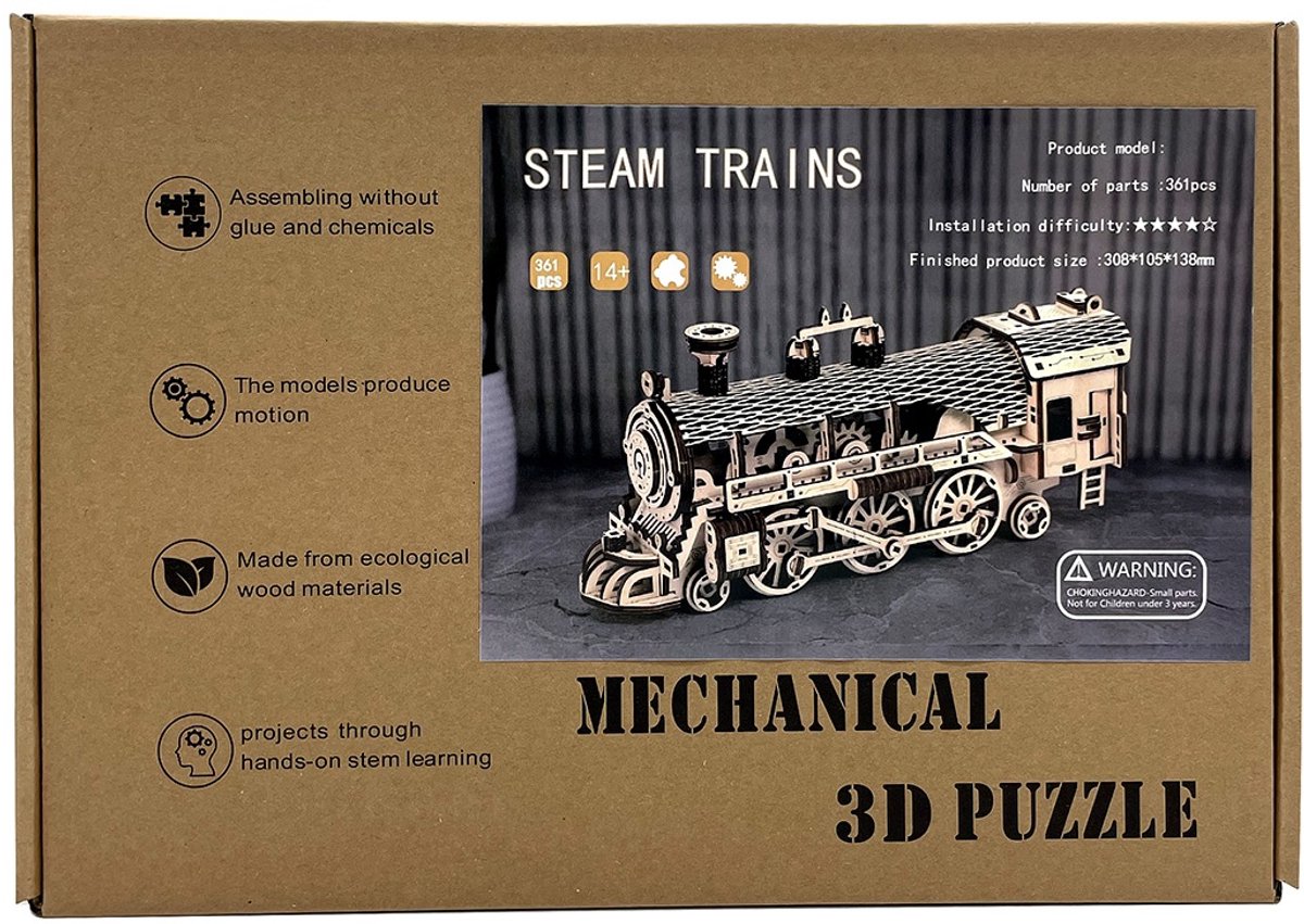 Houten 3D puzzel - trein - 361 stukjes