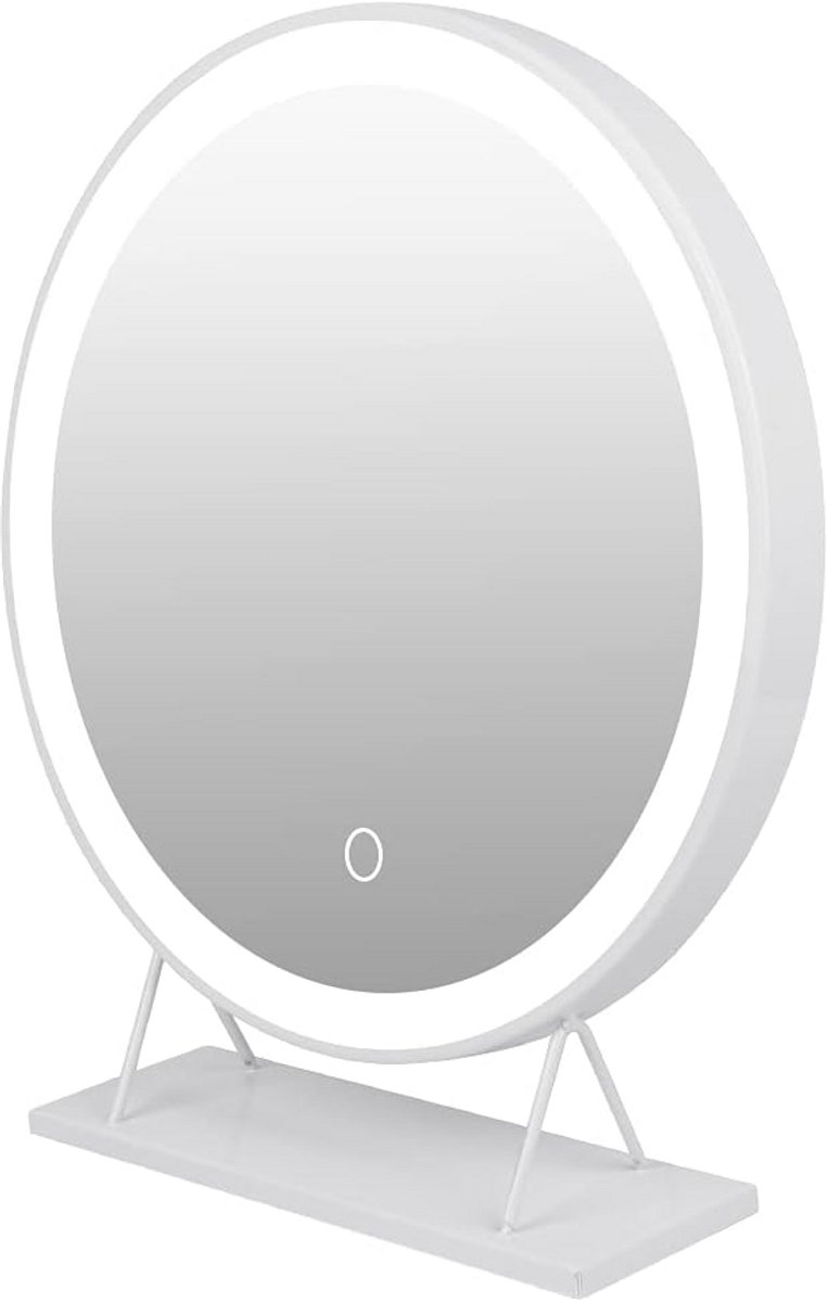 Dimbare Hollywood Make-up Spiegel met LED Verlichting - 40x40 cm Ronde Verlichte Touch Spiegel