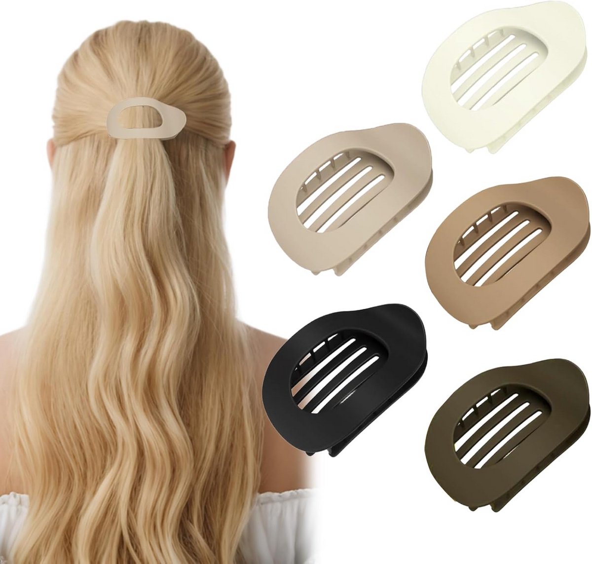 Set van 5 Grote Platte Haarspelden Voor Dames - Non-Slip & Mat