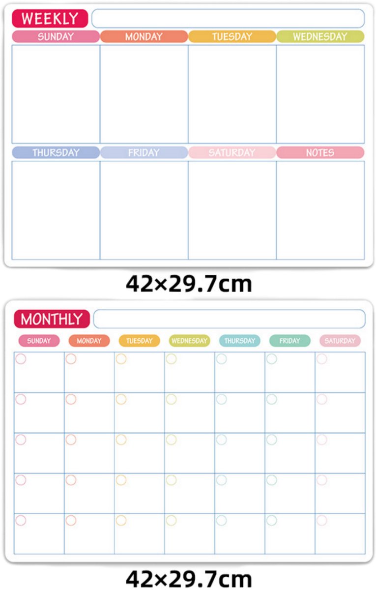 Magnetische kalender voor op de koelkast met whiteboardstift - Kalender met whiteboardstift en whiteboard voor op de koelkast - Magnetische maand- en weekplanners - Met lijstbord - Inclusief 5 stiften en 1 wisser — cadeau in Kalenders & Planners - foto 3