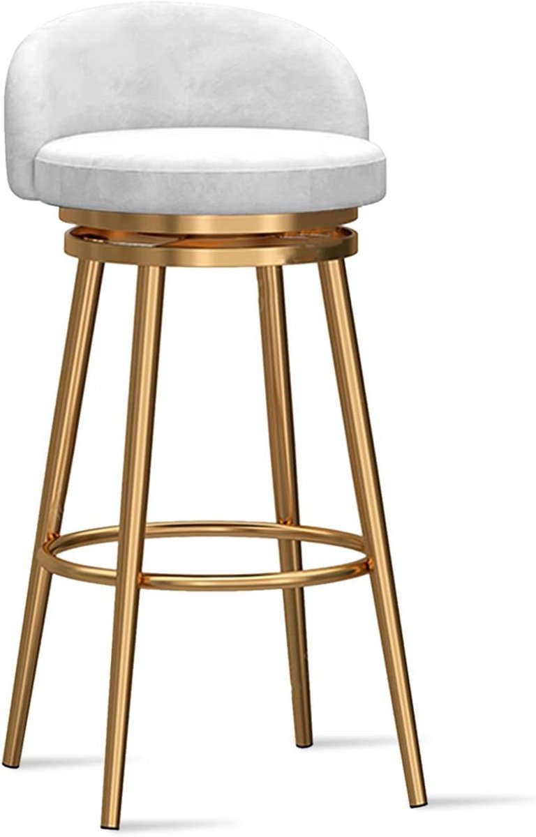 Set van 2 Moderne Barkrukken met Fluweel en Gouden Poot, 65 cm Hoog