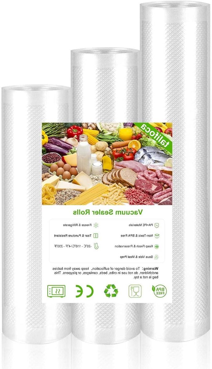 Vacuumzakken voor Voedsel - 3 Rollen in 20/25/28x300cm voor Sous Vide en Vriezer