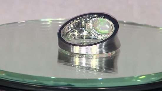 Cavill - Zilveren ring met 1,553 ct ovale Welo-opaal cabochon uit Ethiopië - 925 Sterling zilver - Brede moderne damesring - Luxe sieraden