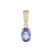 Cavill - Pendentif Doré - Or Jaune 9K - Saphir Bleu de Ceylan 0,509 ct - Taille Brillant Ovale - Bijou Bleu Élégant 13x5 mm