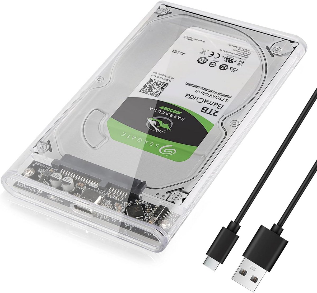 Externe Behuizing 2,5 inch voor SATA HDD SSD USB C 3.1/3.2 Supersnel 10 Gbps Plug & Play