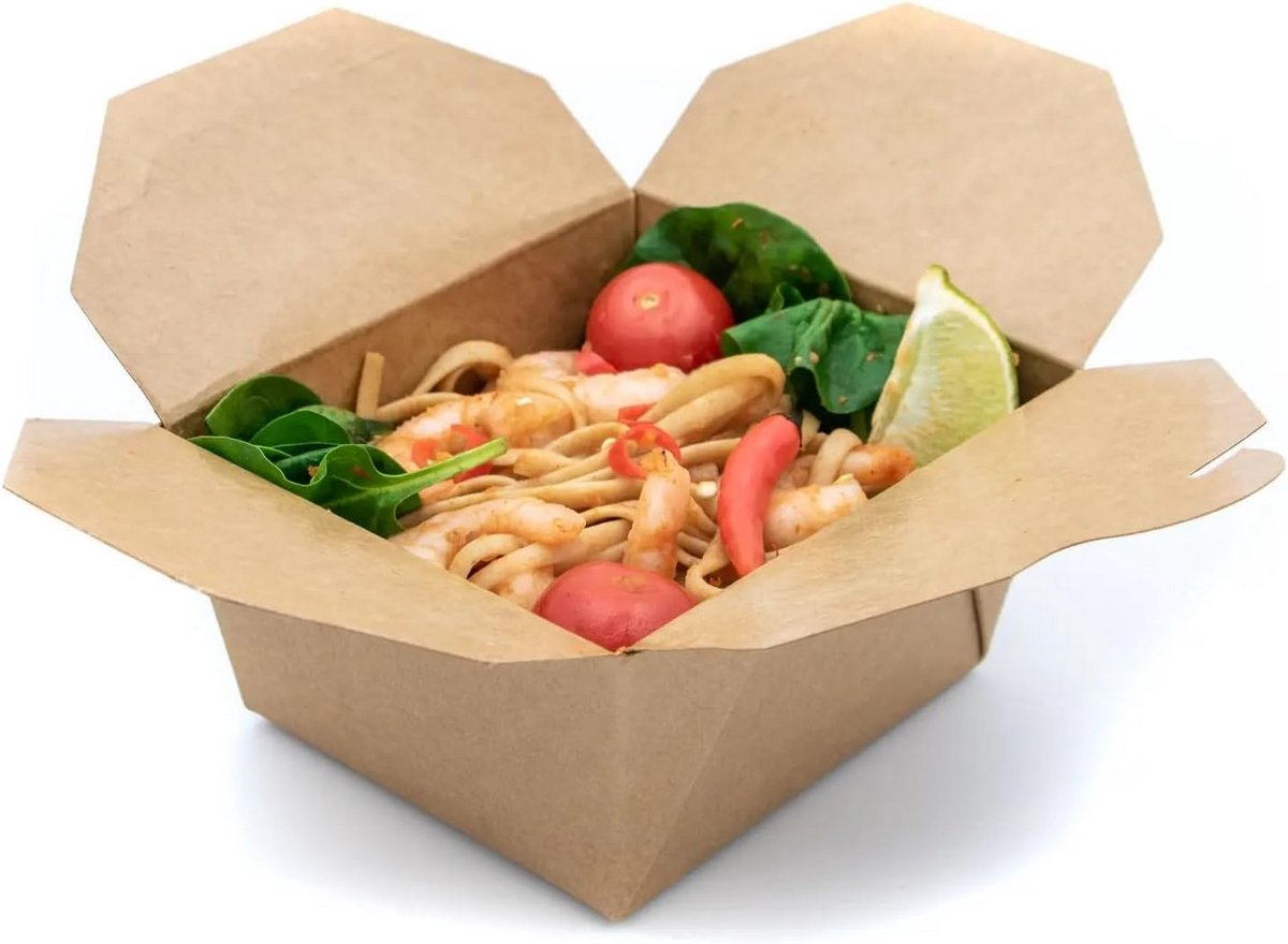 50 Wegwerpbare Kraft Afhaalboxen voor Maaltijden en Snacks - Recyclebaar