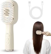 Elektrische Scalp Massageborstel – Draadloze Hoofdhuid Massager – 3‑standen Vibratie met Rood & Blauw Licht – Haarverzorging en Ontspanning – Nat en Droog Gebruik – Wit