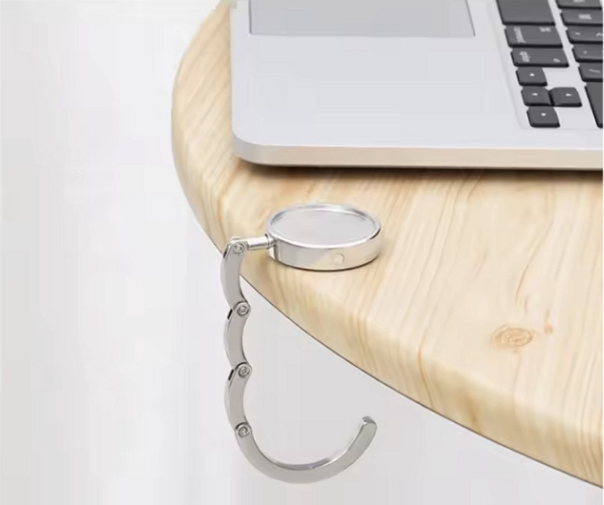 Tassenhaak - Tassenghanger - Tafelhaak voor tas - 1 stuk - Zilverkleurig - Tas aan tafel hangen - Inklapbaar - CHPN