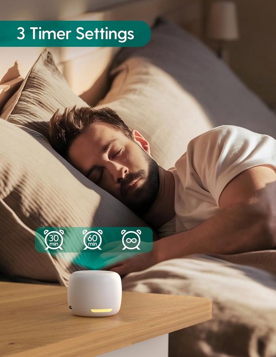 Witte Ruis Machine met Nachtlampje en Timer voor Ontspanning en Slapen — afbeelding 4