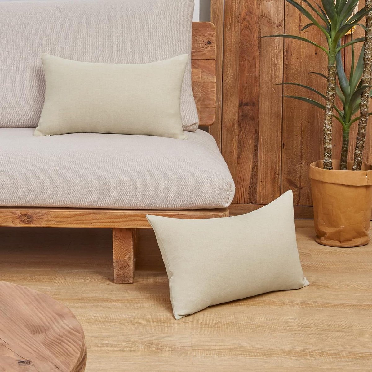 Kussenslopen Decoratief Kussen - Hoofdkussen - Sofakussen - 30x50 cm - Beige - Set van 2 - Woondecoratie - Geschikt voor Bankstellen - Zacht en Comfortabel