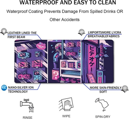 Extra Grote Gaming Muismat (90x30 cm) - Waterdicht & Antislip - Ideaal voor E-sports en Kantoor van Merkloos — afbeelding 5