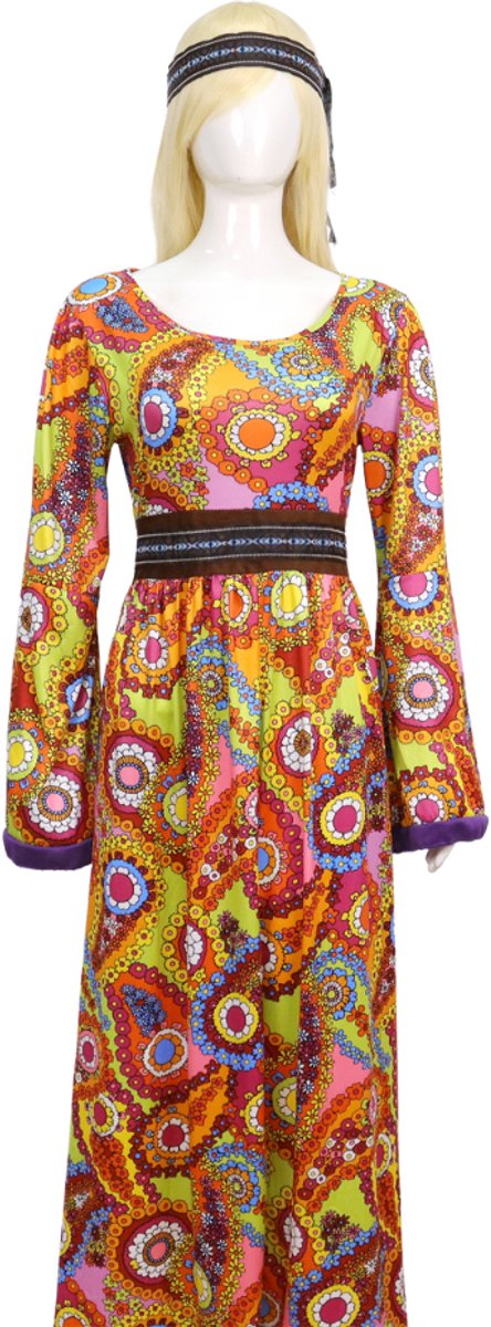 Joya Party® Hippie Jurk Dames met Vest & Hoofdband | Jaren 60 & 70 Flower Power Set | Stretch Lange Jurk | Verkleedkostuum Vrouw | Carnaval, Themafeest & Halloween | — afbeelding 13